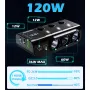 8 in 1 Car Charger Adapter 3 AC Outlets Dual USB Type C QC3 0 PD 36W Fast Charging 12V 24V Compatible Independent Switches LED Voltmeter
