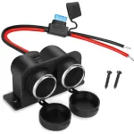 Car Socket with Blade Fuse 2-Socket Splitter 12V Lighter Power Outlet Replacement Waterproof Plug for Car Marine Truck ATV RV