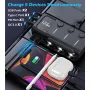 8 in 1 Car Charger Adapter 3 AC Outlets Dual USB Type C QC3 0 PD 36W Fast Charging 12V 24V Compatible Independent Switches LED Voltmeter