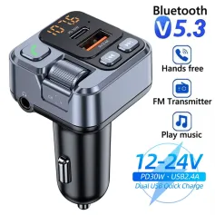 Car Bluetooth Receiver USB U Disk Read PD20W Fast Charging Digital Display Car Mobile Phone Adapter FM Transmiter with LED Display