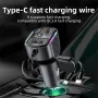High Speed Car Charger 2 in 1 Retractable USB Cable PD 30W with 3 Ports for Efficient Phone Charging