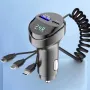 3 In 1 Car Multi-function 2 Ports 55W USB Car Charger Fast Charging USB Retractable Charging Cable with Voltage Display