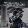 Y21 Wireless Helmet Headset AI Voice Assistant Fm Radio Powerful Bass Waterproof bluetooth 5.4 RGB Lighting Noise Reduction Long Battery Life Rider Intercom Wireless Motobike Earphone