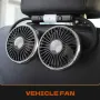 Dual Head Car Clip Fan With LED Light 360° Rotatable Car Cooler Fan Low Noise Cooling Fans Type C Car Electrical Fan