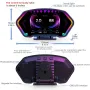 6-inch LCD Screen P3 Car Head Up Display 36 Function OBD+GPS Dual System HUD Slope Meter Accelerometer Breathing Ambient Light