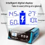 ANJING 200W 12V 11A 24V 7A Intelligent Pulse Repair Battery Charger Lead-Acid Battery High Power Charger for Lead Acid/Water/Dry/Lead-Acid Battery/Start-Stop Battery 619NB20