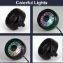 5V USB Air Outlet Car Fan 3 Speed Adjustment Cooling Colorful Light 360° Rotation Multi-function Mini Cooler
