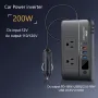 200W Car Inverter DC 12V to 110V AC Power Inverter for Car Charger Adapter with PD 20W USB-C Dual USB Ports and QC3.0 Fast Charging Port
