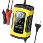 FOXSUR 12V 5A Motorcycle Car Pulse Repair Charger with LCD Display Intelligent Car Battery Charger for Calcium Gel and AGM Wet Batteries Yellow