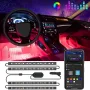 Car Atmosphere Lights Interior APP Control 12V 48 LEDs 1 To 4 Modified LED Colorful Atmosphere Lights Car Foot Interior Lights With Remote Control