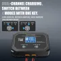 HTRC P10X2 12V 24V 10A Auto Motorcycle Battery Charger AGM Intelligent Repair Dual Channel Smart Car Battery Charger Lithium Lifepo4 Lead-Acid(AGM/Gel/SLA) for Car Boat