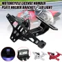 12V CNC Motosiklet Alaşımlı Plaka Tutucu Braketi LED Işıkları Evrensel