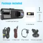 Telecamera per auto DVR anteriore, interna e posteriore HD con video 1080P, immagine di retromarcia, telecamera per auto con monitoraggio del parcheggio con scheda di memoria da 64 GB
