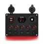 Multifunctional Rocker Switch Backlit Dual USB Charger Voltage Meter 12V Socket Switch Panel with Inline Fuse for RV Car Boat Truck Trailer
