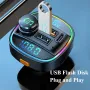 Dwi Paparan Kereta bluetooth V5.0 Pemancar FM 20W PD + QC3.0 Pengecas Kereta USB 7 Warna Lampu Bercahaya Belakang RGB Pemain MP3 Muzik HiFi