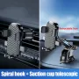 Dudukan Telepon Mobil Dudukan Telepon Gravitasi dengan Ventilasi Udara yang Dapat Disesuaikan Dudukan Telepon Spiral dengan Kait + Cangkir Hisap Gaya Navigasi Konsol Instrumen Tetap Braket Penopang Telepon Seluler