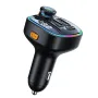 Dwi Paparan Kereta bluetooth V5.0 Pemancar FM 20W PD + QC3.0 Pengecas Kereta USB 7 Warna Lampu Bercahaya Belakang RGB Pemain MP3 Muzik HiFi