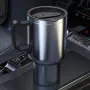 500ML 12V Car Heating Cup Insulated Water Cup Travel Mug Bottle Car Electric Kettle Car Heating Cup Stainless Steel Thermos Heating Water Bottle Car Kettle Thermos Water Tea Milk