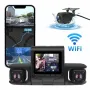 Car Dash Cam Camera Front Interior Rear 3 Lens Camera HD 1080P Car DVR with 64G Memory Card Wifi