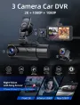 3 Channel Dash Cam Car Dash Camera With GPS WiFi IR Night Vision Camcorder