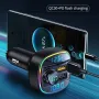 Dwi Paparan Kereta bluetooth V5.0 Pemancar FM 20W PD + QC3.0 Pengecas Kereta USB 7 Warna Lampu Bercahaya Belakang RGB Pemain MP3 Muzik HiFi