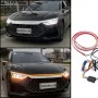 12V Universal Kap Mobil Lampu Hias Kuning Putih Dinamis LED Siang Hari Lampu Strip Lampu Depan Mobil Strip Pindai