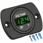 DC 12V 24V Dijital LED Araba Yuvarlak Voltaj Ölçer Paneli Su Geçirmez Voltmetre Test Cihazı LED Dijital Ekran Montaj Plakası Gerilim Ölçer Ölçer Terminallerle Tekne Deniz Aracı Motosiklet Kamyon için