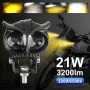 8-80V Dual Color LED Motorcycle Electric Headlight Yellow & White Waterproof Motorcycle Headlight Fog Lamp Running Lights Auxiliary Spotlights
