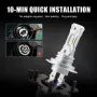 2 X Non-Fan H7 12V Car LED Headlight Bulb 6000K White Light LED Bulbs 1:1 Mini Headlight 18000LM CSP LED Chip IP67 Waterproof
