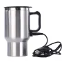 500ML 12V Car Heating Cup Insulated Water Cup Travel Mug Bottle Car Electric Kettle Car Heating Cup Stainless Steel Thermos Heating Water Bottle Car Kettle Thermos Water Tea Milk