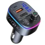 T65 bluetooth V5.0 FM Transmitter 18W PD + QC3.0 USB Car Charger 9 Colors Atmosphere Lights Siri Voice Control Hands-free Calls Digital Display Wireless Radio Adapter Music Play Car Kit