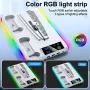 HA-8008 Gaming Stand with Cooling Fan RGB Light and Charging Dock for PS5 Slim and PS5 with Headphone Holder