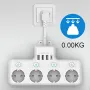16A 4000W EU Plug Power Strip 4-Way USB Port Electrical Socket Power Strip Individually Switchable Home Adapter Surge-Protector