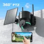 4MP WiFi Solar Camera HD Wireless Surveillance IP Cam with Solar Panel 4X Zoom Human Detection 7800mAh Recharge Battery CCTV Surveillance Cameras