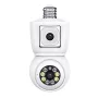 ESCAM QF202 E27 2MP+2MP WiFi PTZ Camera Dual Lens Wireless Surveillcance Camera with Color Night Vision Humanoid Detection Two-way Radio H.265 Phone Remote Monitoring Security IP Cameras