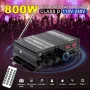 AirAux AK380 Kablosuz Amplifikatör 800W MAKSİMUM Çıkış 2.0 Kanal Hi-Fi Sınıf D bluetooth V5.0 Uzaktan Kumanda FM Anten Entegre Mini Güç Amplifikatörü Araba Ev Bar Partisi için