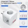 Bakeey 7-in-1 Socket Cube EU Power Outlet with 3AC 3USB Type-C Fast Charging Wall Socket with On/Off Switch for Home Use