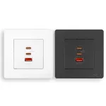 MOES 30W/65W GaN Fast Charging Wall Outlet USB-A+2USB-C PD3.0 QC3.0 Electrical Charger Socket Overload Protection 86 Type Panel Socket