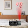 ZX1006A Digital Projection Alarm Clock with Temperature Time 180°Rotation LED Display Dual Alarm Clock Snooze Function USB Electronic Table Bedroom Bedside 3D Wall Projection Clocks