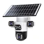 Guudgo 6MP 3-Lens Ultra HD Solar Powered WIFI Security Camera 360° Pan Tilt Full Color Night Vision Motion Tracking Two Way Audio App Controlled Surveillance System