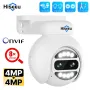 Hiseeu 4MP+4MP Dual Lens PTZ POE IP Camera 8X Zoom Full Color Night Vision 2-Way Audio H.265+ IP65 Waterproof CCTV Security Video Surveillance Camera