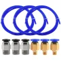 TWO TREES® 3PCS 1Meters Blue PTFE Tube + 3 PC4-M6 Pneumatic Connector + 3 PC4-M10 Connectors for 3D Printer 1.75mm Filament