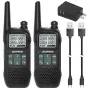 2PCS Baofeng GM-T8 Walkie Talkie 54 GMRS Channels 11 NOAA Weather Alerts 260 Privacy Codes Long Range 1500mAh Rechargeable Battery US Plug Portable Outdoor Communication