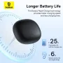 Tai nghe nhét tai Baseus AirGo AS01 TWS không dây bluetooth 5.3 Tai nghe Trình điều khiển 10mm Tăng cường âm trầm Mic kép ENC Chống ồn Phát lại 25 giờ Độ trễ chơi game thấp Tai nghe thể thao kẹp tai