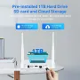 Hiseeu 8WK-4C40 4MP 1440P Wireless CCTV Security Camera System Kits Solar Powered Camera Spotlight Color Night Vision Motion Detection Two-way Audio IP66 Waterproof Outdoors Surveillance Cameras Work with Alexa