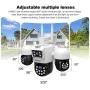 SriHome SH069 8MP Quad-Lens Security Camera with Full Color Night Vision 3X Digital Zoom 320° Pan 90° Tilt Two Way Audio Active Protection Outdoor Wireless Surveillance