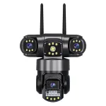 Three-lens 6MP WiFi PTZ Camera Intelligent Wireless Night Vision Motion Recognition Two-way Audio Real-time Monitoring Cameras for Outdoors Security Surveillance