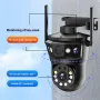 6MP Three-Lens Wireless WIFI IP Camera 360° Panoramic View 1080p Night Vision IP66 Waterproof Mobile App Controlled WiFi Surveillance Camera EU Plug