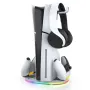 for PS5 Slim Vertical Stand with RGB LED Lighting and PS5 Slim Controller Quick Charger for Playstation 5 Slim