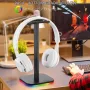 T11/T12 RGB Oyuncu Kulaklığı Standı Kulak Üstü Kulaklık Bilgisayar Masası Ekran Tutucu LED Taban/USB Alıcı Işık Renkli Atmosfer Lambası Braketi Oyuncu PC Aksesuarları için